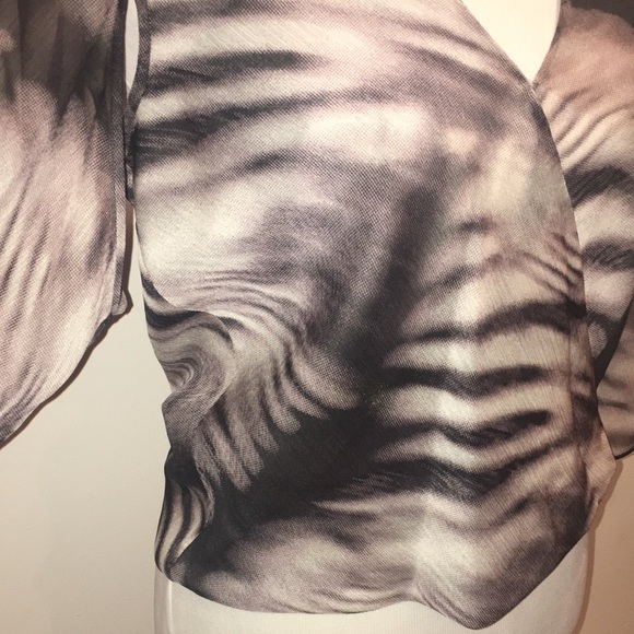 Halston Heritage Black & Tan Wrap Blouse Size XS - Picture 13 of 17